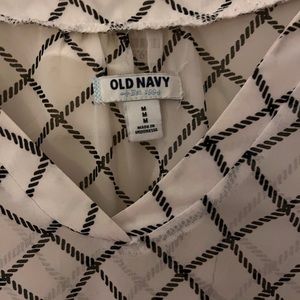 Old navy blouse.  White black window pane strip